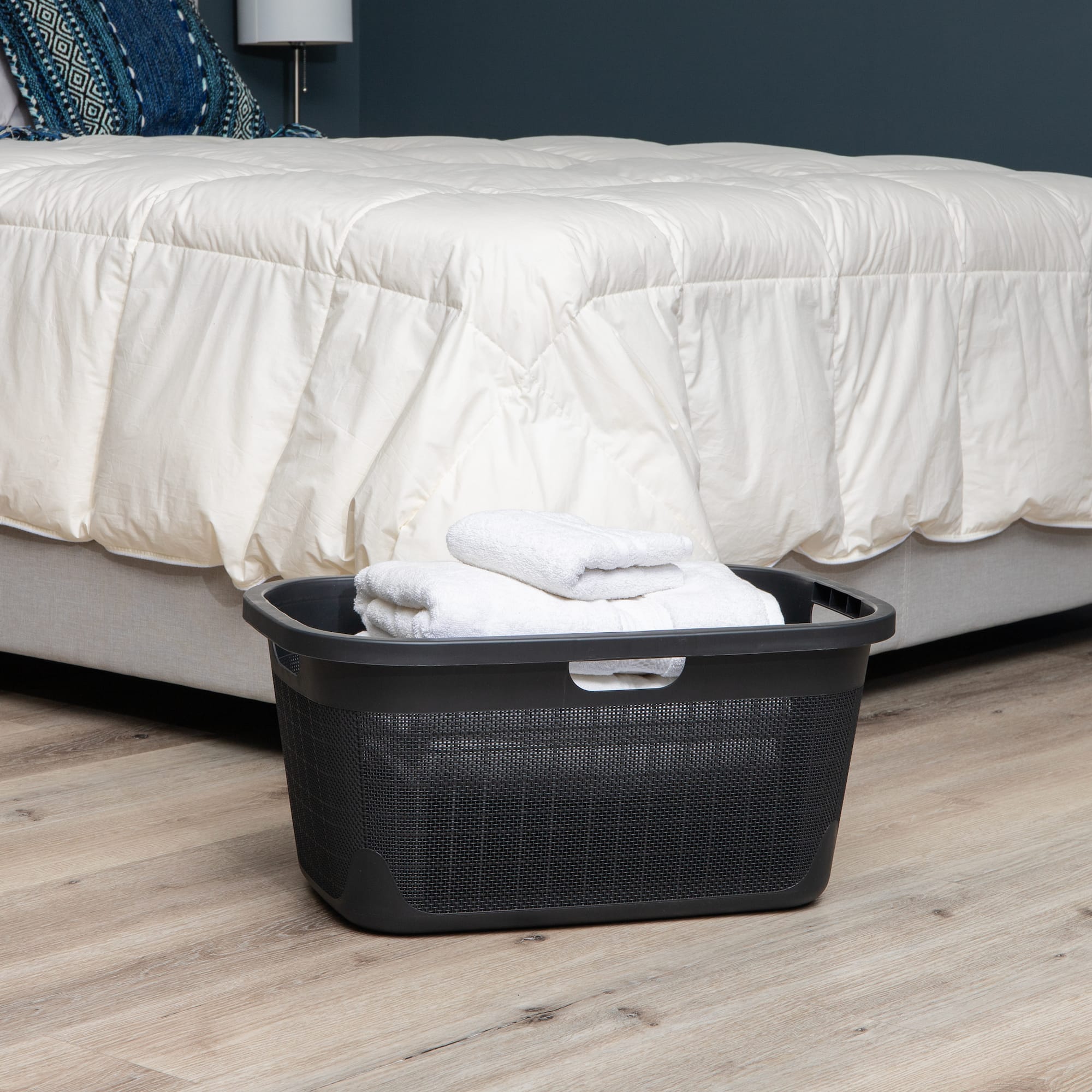 Mind Reader Linen Design 40L Laundry Basket Storage Bin with Handles